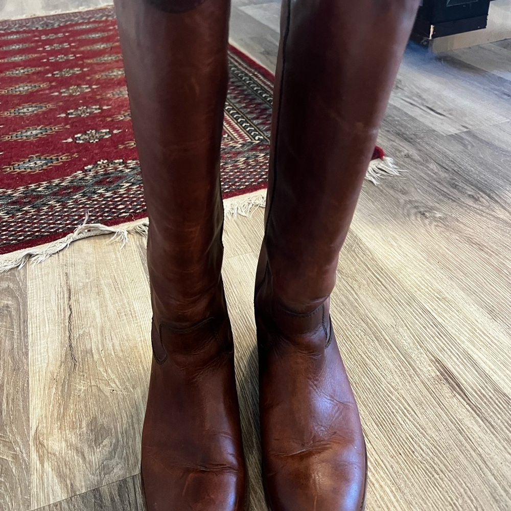 Frye Melissa Button tall Brown Leather Knee-High Boots